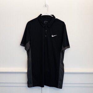 Nike Dri-Fit Men’s Black Gray Polo Shirt Size Large Athletic Golf Tennis